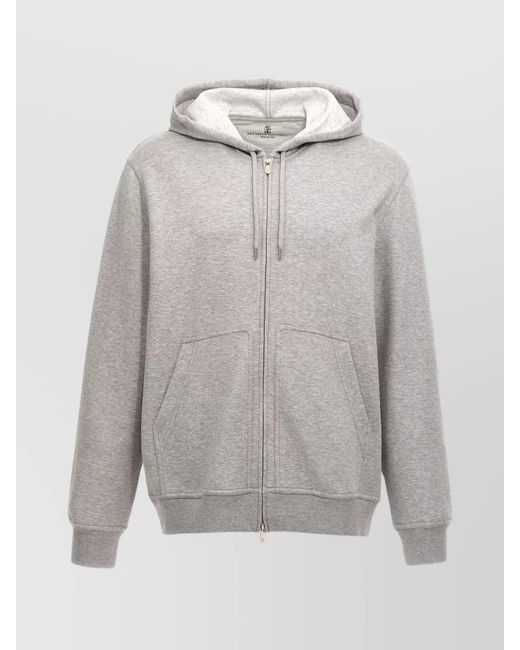 Brunello Cucinelli Gray Cashmere-Blend Zip-Up Hoodie for men