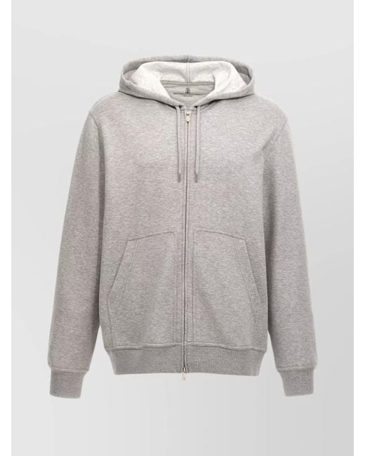 Brunello Cucinelli Gray Cashmere-Blend Zip-Up Hoodie for men