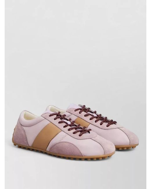 Tod's Pink Leather Low-Top Sneakers