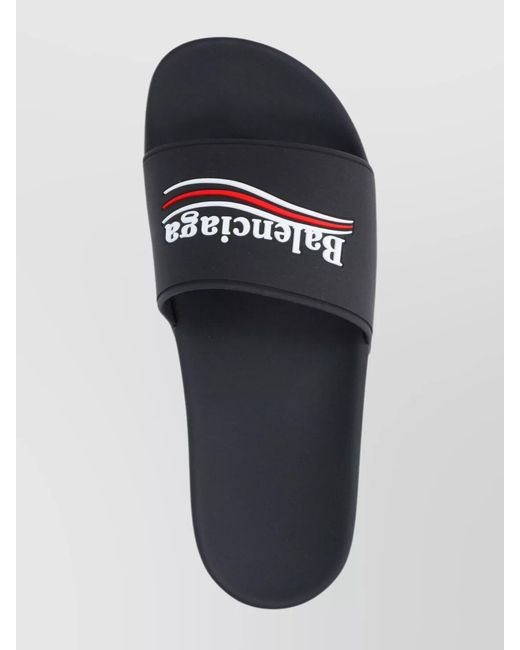 Balenciaga Black Logo-Embossed Pool Slides for men