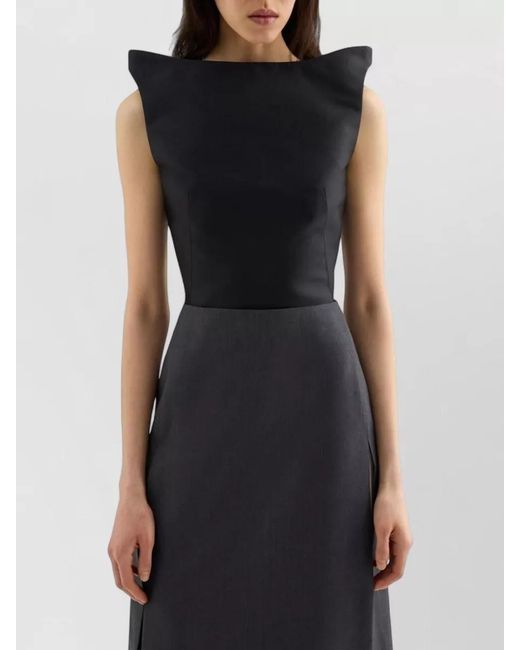 Jil Sander Blue Silk Wool Cropped Top Off Shoulder