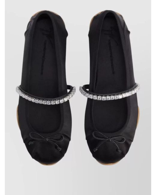 Giuseppe Zanotti Black Silk Satin Ballerina Shoes