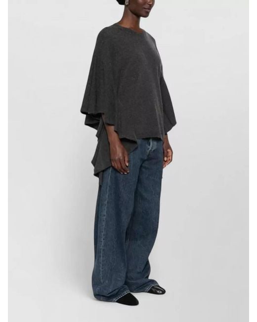 Uma Wang Black Cashmere Crew Neck Sweater Ruffle Sleeves