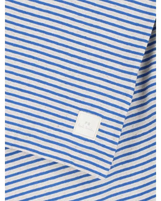 Paul Smith Blue Polo Collar Short Sleeves Striped Shirt for men