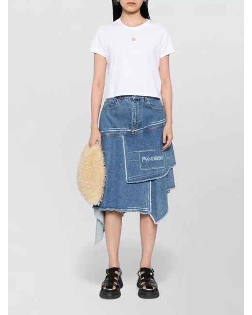 Maison Kitsuné White Fox Cub Cotton T Shirt Crew Neck