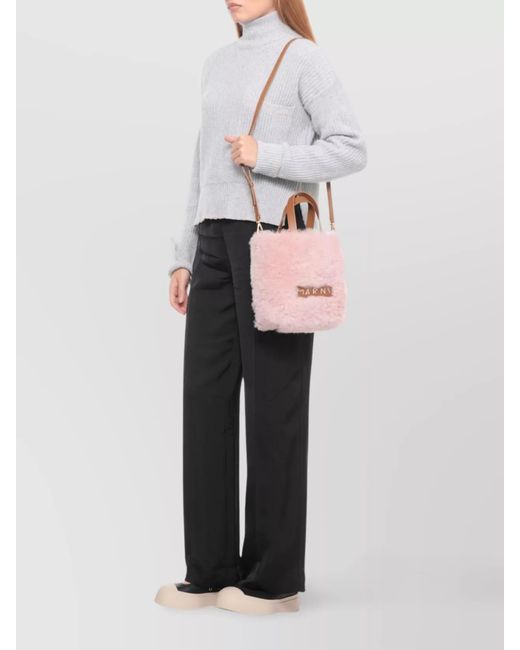Marni Pink Museo Shearling Shoulder Bag