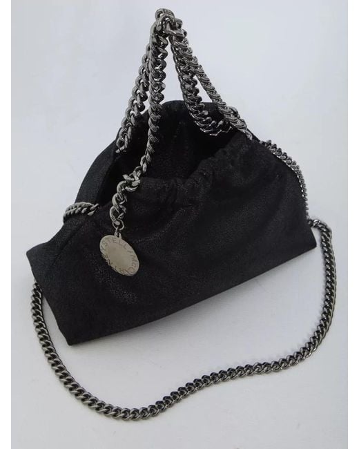 Stella McCartney Black Falabella Mini Shoulder Bag Drawstring Detail