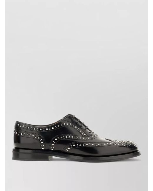 Church's Gray Leather Lace Up Brogues Studded Detail