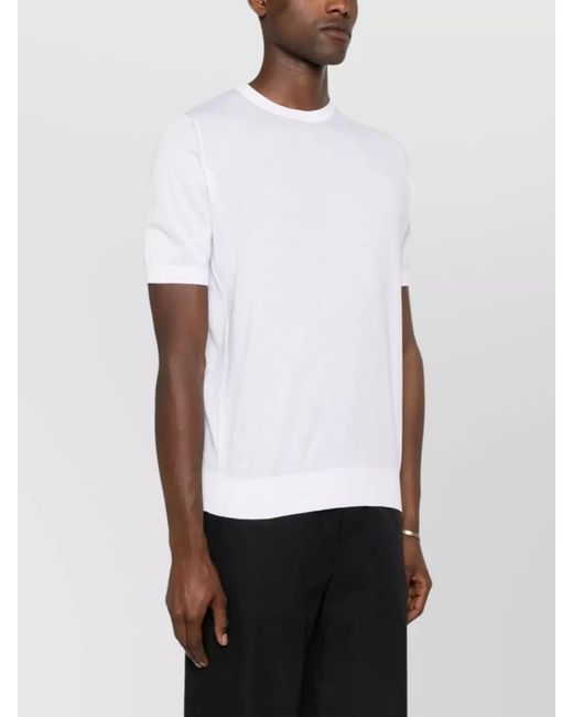 John Smedley White Fine Knit Cotton T-Shirt Kempton for men
