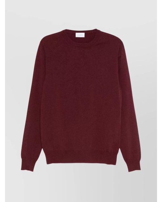 Malo Men's Red Thin Wool Crew Neck Long Sleeve Sweater