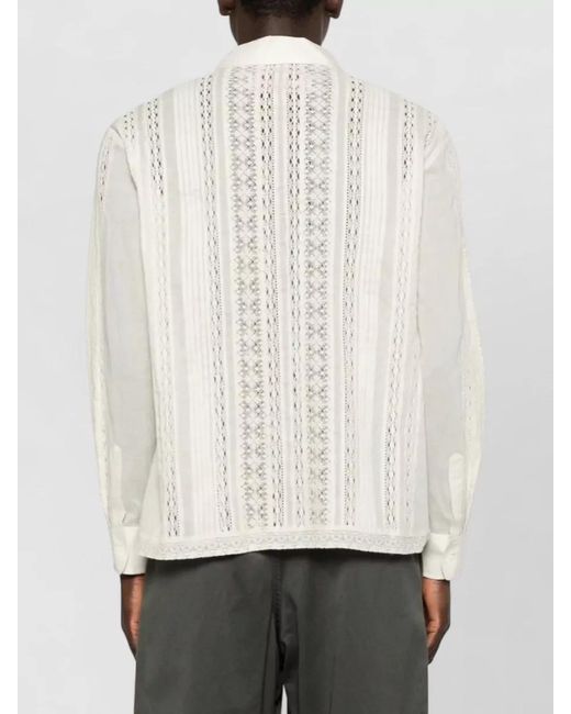BAZISZT White Cotton Long-Sleeve Pleated Shirt for men