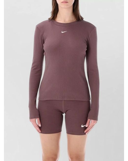 Nike Purple Ribbed Cotton Slim-Fit Long-Sleeve T-Shirt