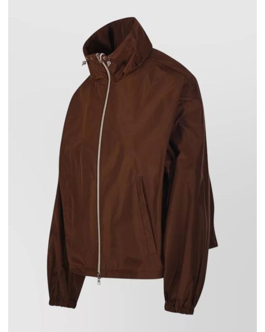Herno Brown High Collar Jacket Elastic Cuffs Pockets