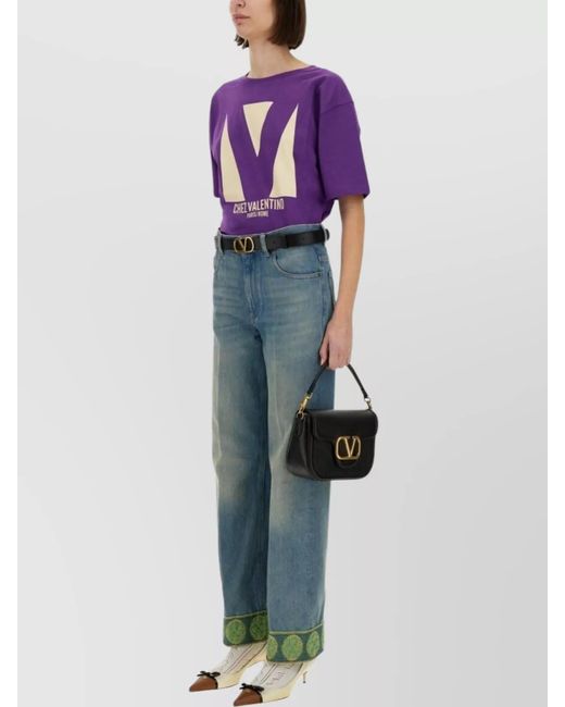 Valentino Purple Printed Cotton T-Shirt