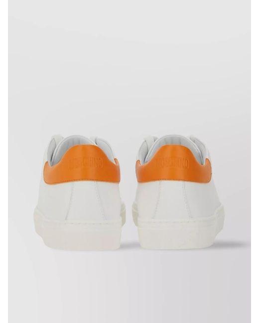 Moschino White Leather Low-Top Sneakers for men