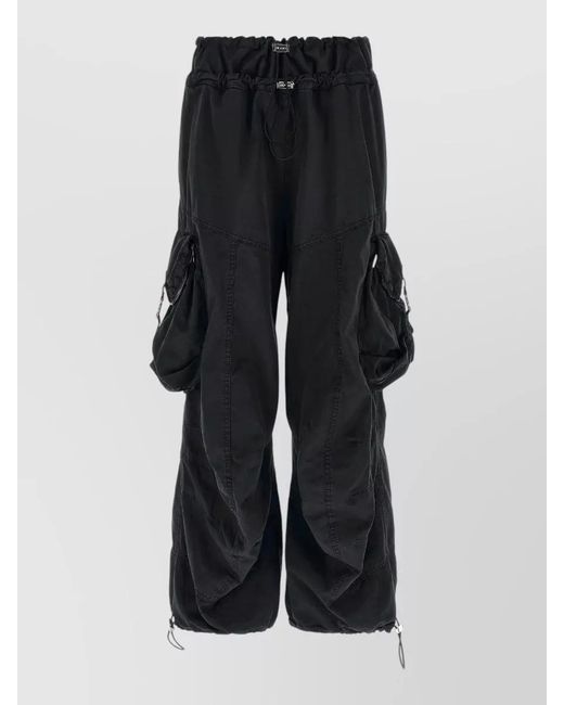 The Attico Black Cotton Wide-Leg Cargo Trousers
