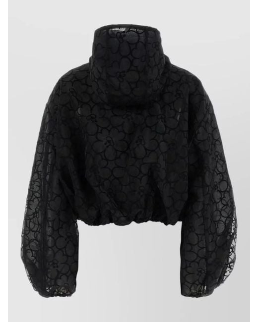 CECILIE BAHNSEN Black Aisha Organza Hooded Cropped Jacket Sheer