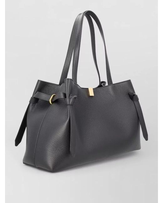 Yuzefi Black Gyoza Leather Tote Bag Dual Handles