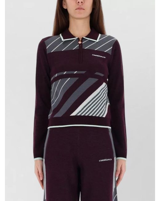 Casablanca Purple Merino Wool Polo Shirt