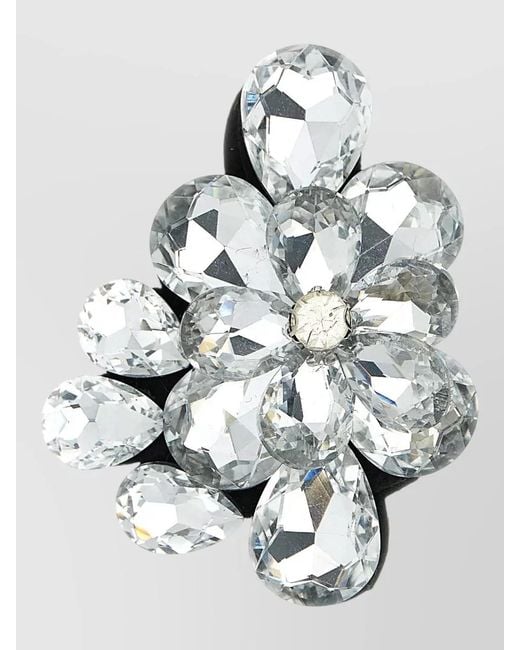 Le twins Metallic Crystal Floral Brooch Featuring Faceted Stones