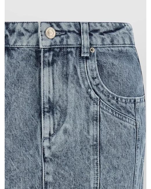 Isabel Marant Blue Juana Skirt Belt Loops Back Front Pockets