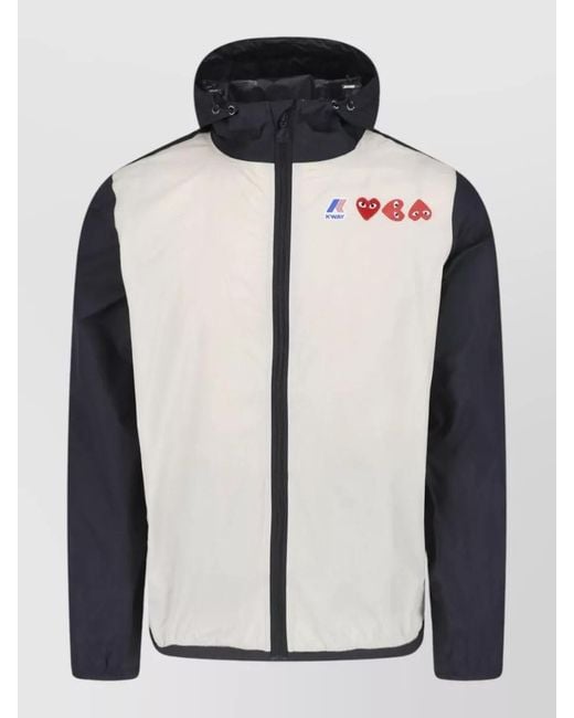 COMME DES GARÇONS PLAY Black Hooded Sweatshirt Color Block Zip Pockets for men