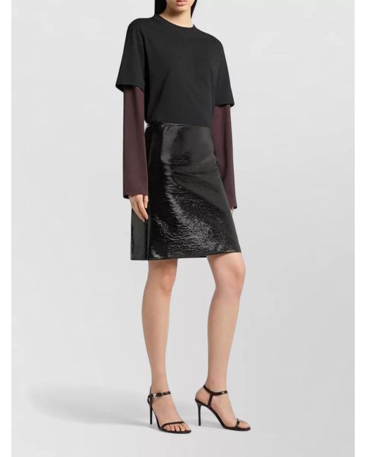 Courreges Black High Waist Knee Length Nylon Silk Skirt