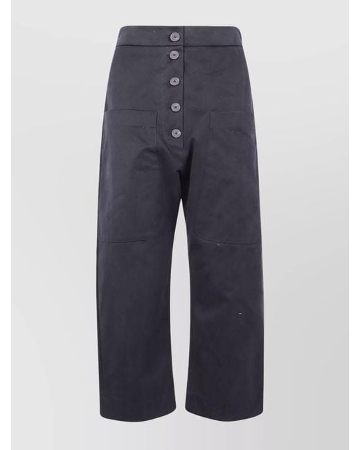 Studio Nicholson Blue Cotton Wide-Leg Trousers