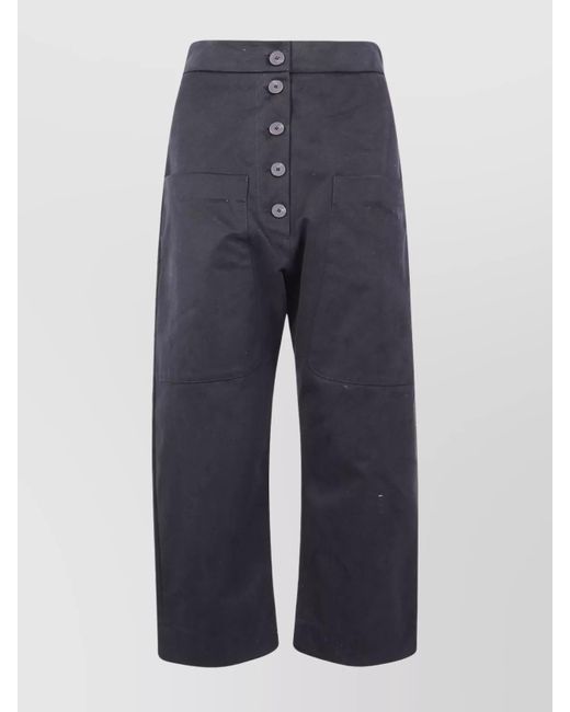 Studio Nicholson Blue Button Detailing Dropped Crotch Trousers