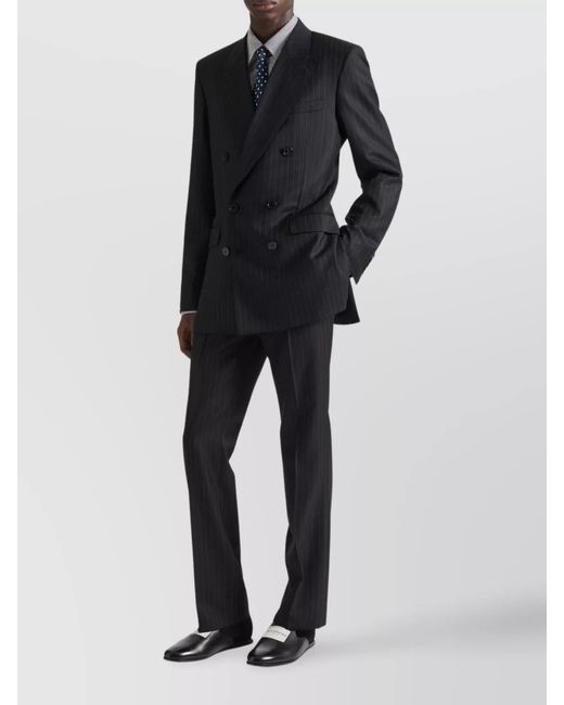 Givenchy Black Striped Slim-Fit Wool Double-Breasted Blazer for men