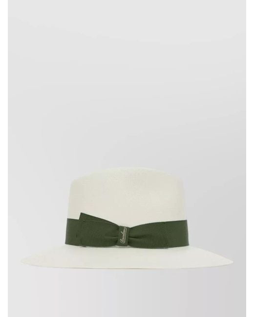 Borsalino Green Giulietta Panama Hat Grosgrain Ribbon Crown