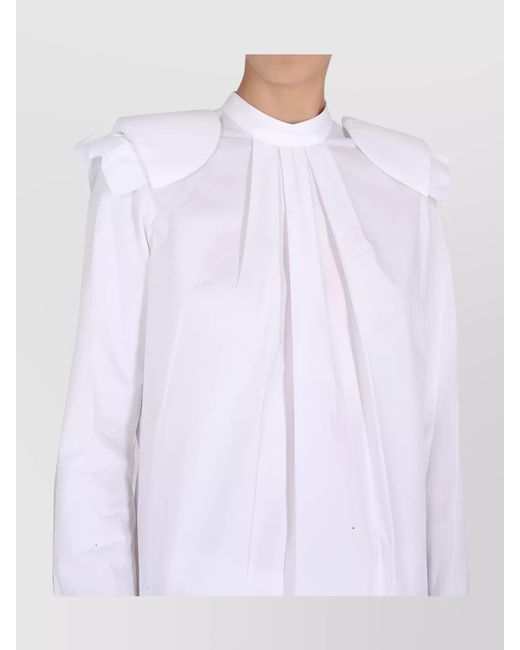 Raf Simons White Cotton Padded Shoulder Maxi Shirt Dress