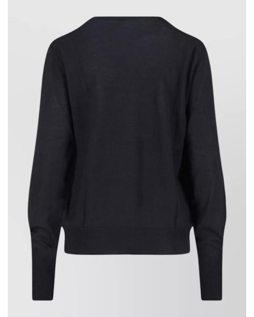 Ma'ry'ya Blue Knitwear V Neck Long Sleeve Sweater