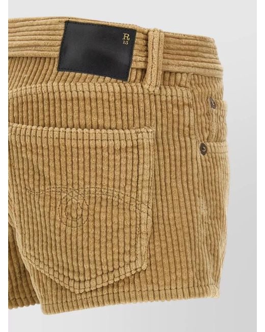 R13 Natural Effie Corduroy Shorts Belt Loop Pockets