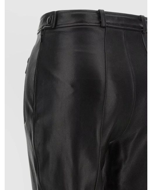 Balmain Black Lambskin Ribbed Skinny Trousers