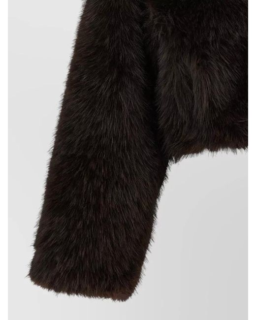 ROTATE BIRGER CHRISTENSEN Black Short Faux Fur Jacket