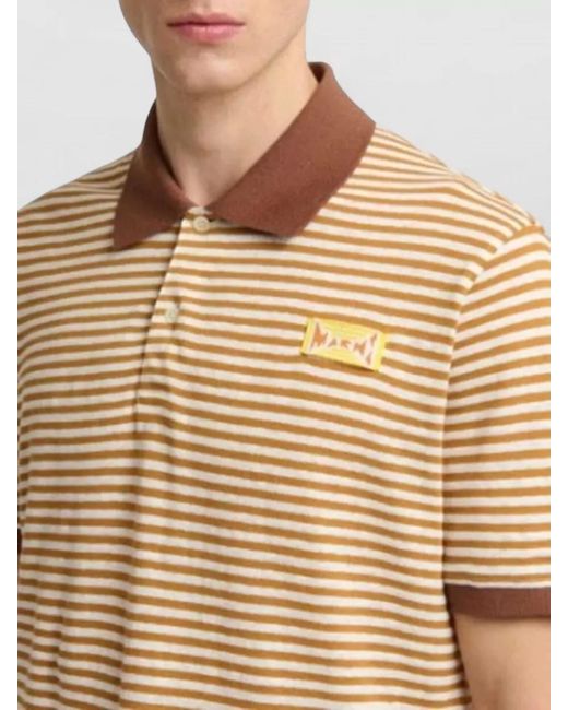 Marni Natural Striped Regular-Fit Polo Shirt for men