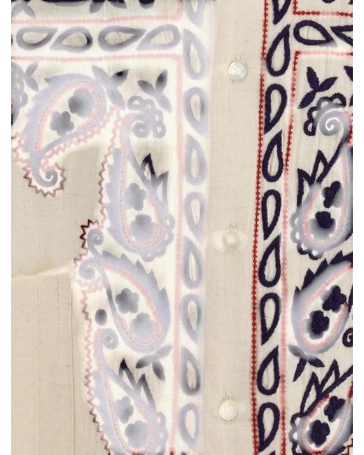 BAZISZT Natural Silk Embroidered Cuban-Collar Shirt for men