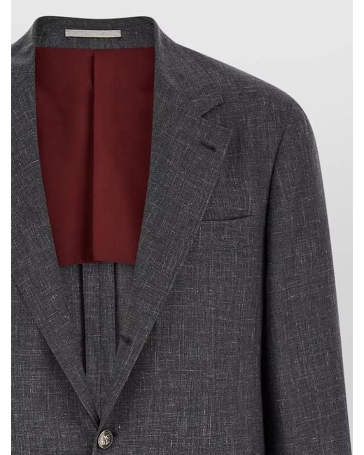 Brunello Cucinelli Black Silk Blend Deconstructed Suit Jacket for men