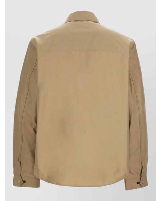 Woolrich Natural Collared Jacket Long Sleeves Chest Pockets for men