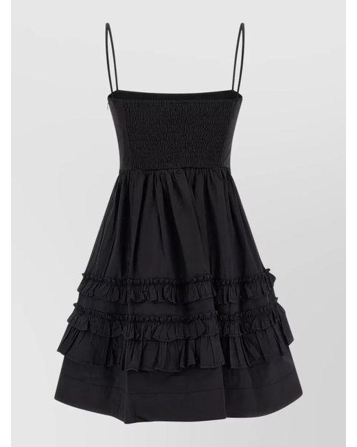 Ganni Black Organic Cotton Sleeveless Square Neck Mini Dress