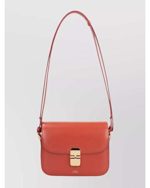 A.P.C. Red Small Leather Crossbody Shoulder Bag