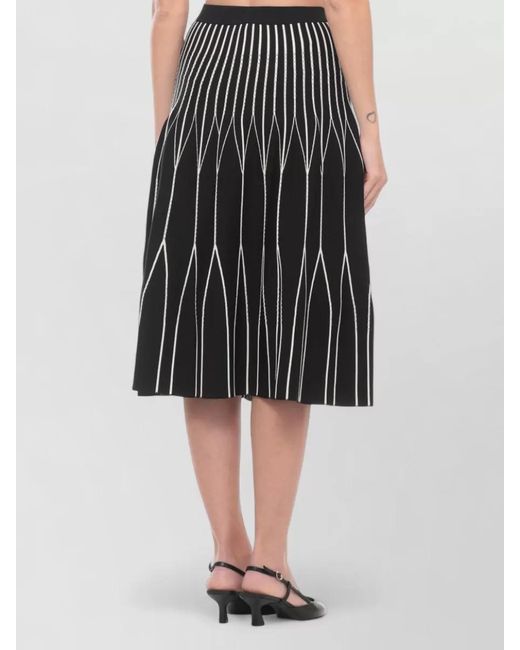 Elisabetta Franchi Multicolor High Waisted A Line Geometric Midi Skirt