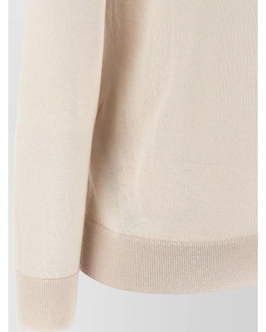Brioni Natural Cashmere Silk Long-Sleeve V-Neck Polo Shirt