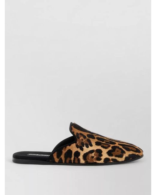 Dolce & Gabbana Brown Young Pope Animal Print Flat Backless Slippers for men