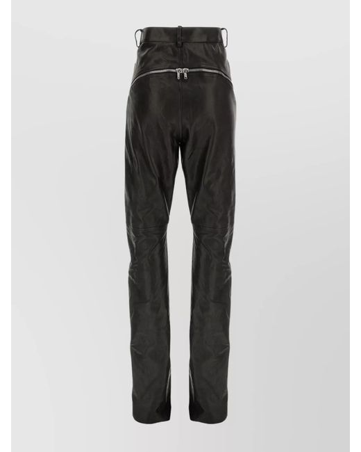 Rick Owens Black Leather High-Rise Trousers