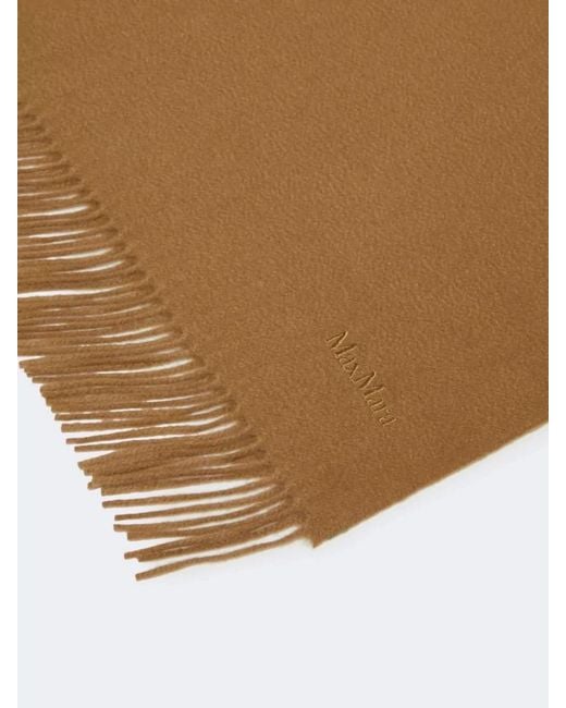 Max Mara Brown Cashmere Fringed Scarf