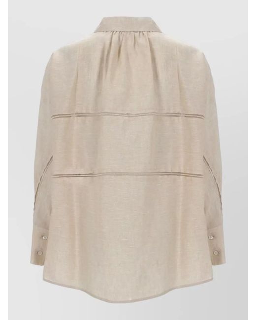 Fabiana Filippi Natural Long Sleeve Shirt Collared Neck Buttons