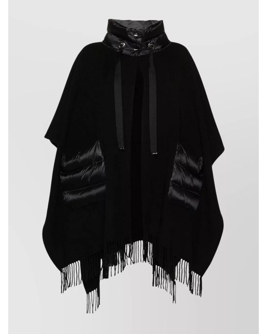 Herno Black Wool And Nylon Cape