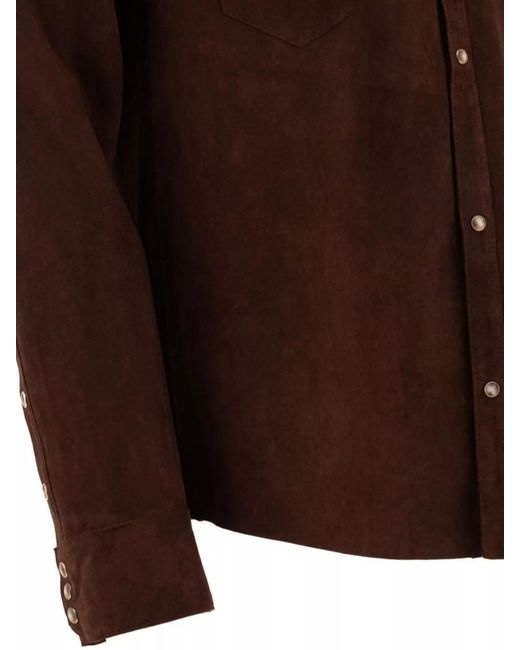 Tagliatore Brown Lamb Leather Shirt Jacket for men